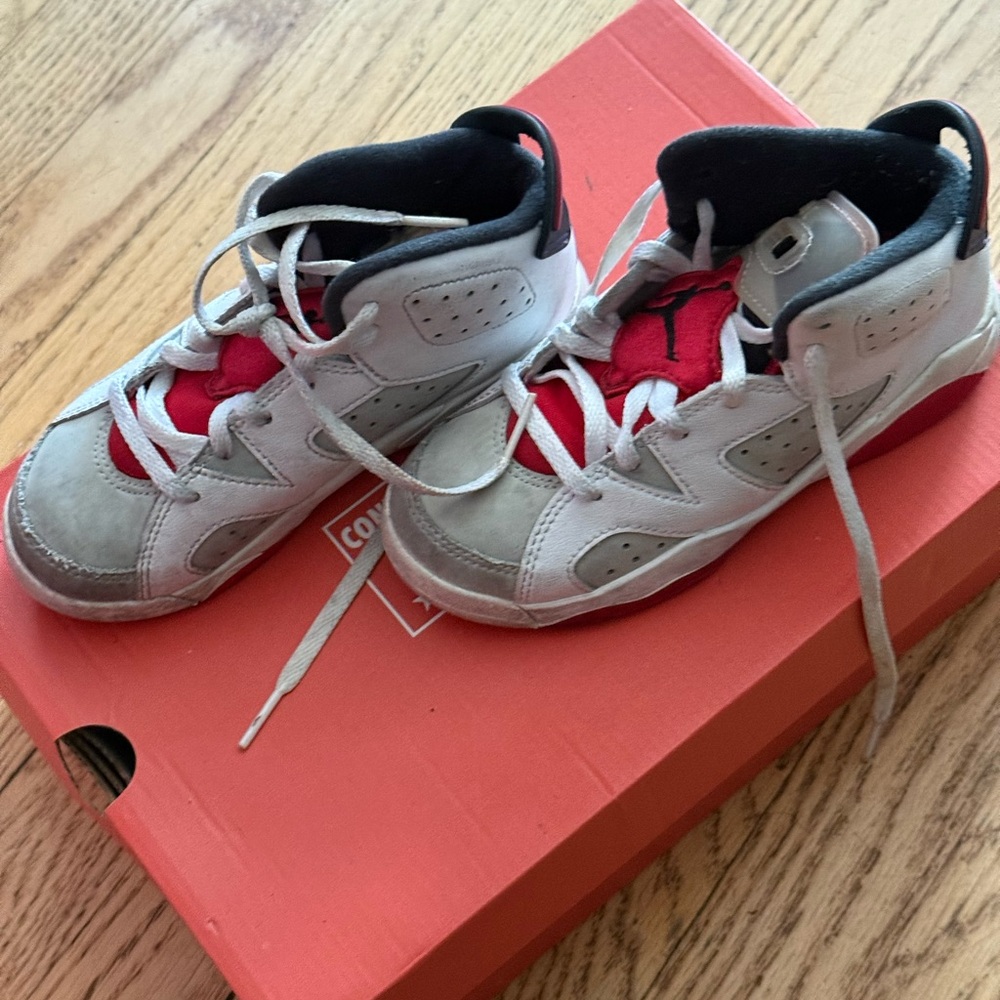 Jordan Kids' White and Red Sneakers